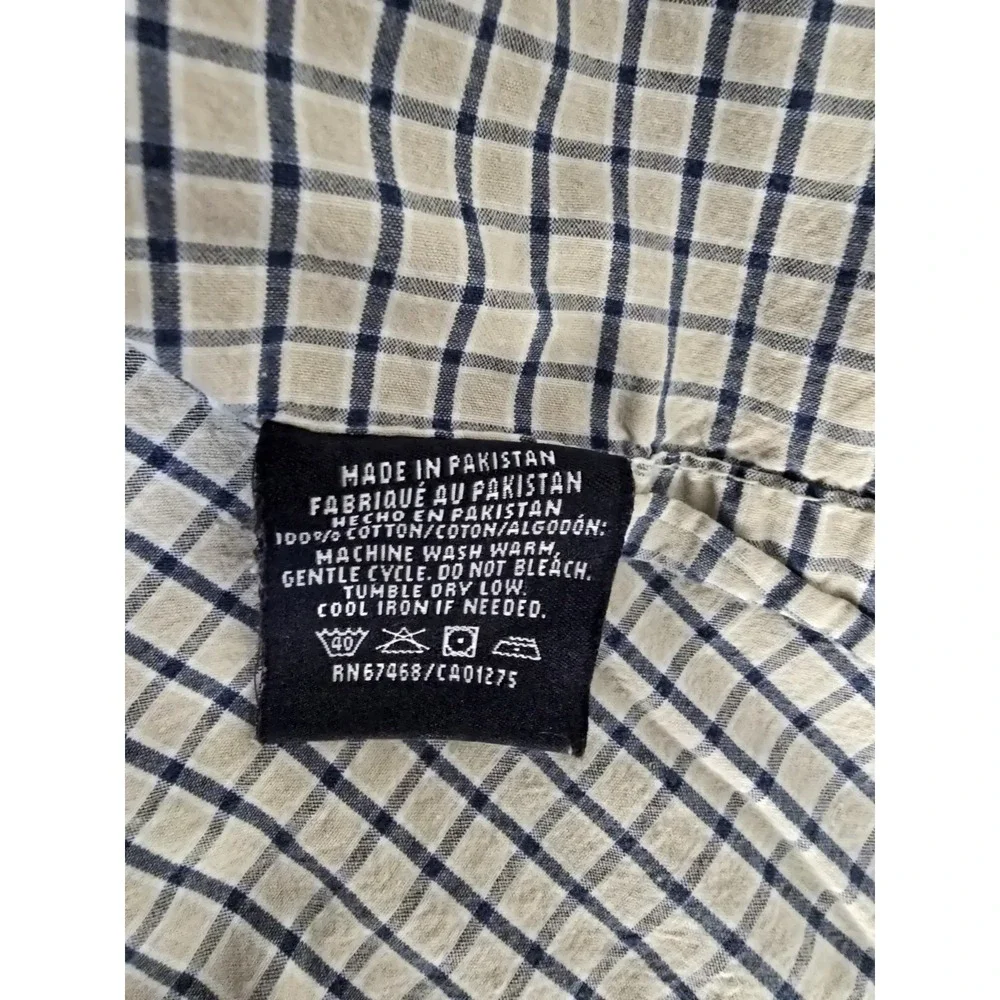 Nautica Blue Tan Check Twin Sheet Set Fitted And Flat‎  EUC
